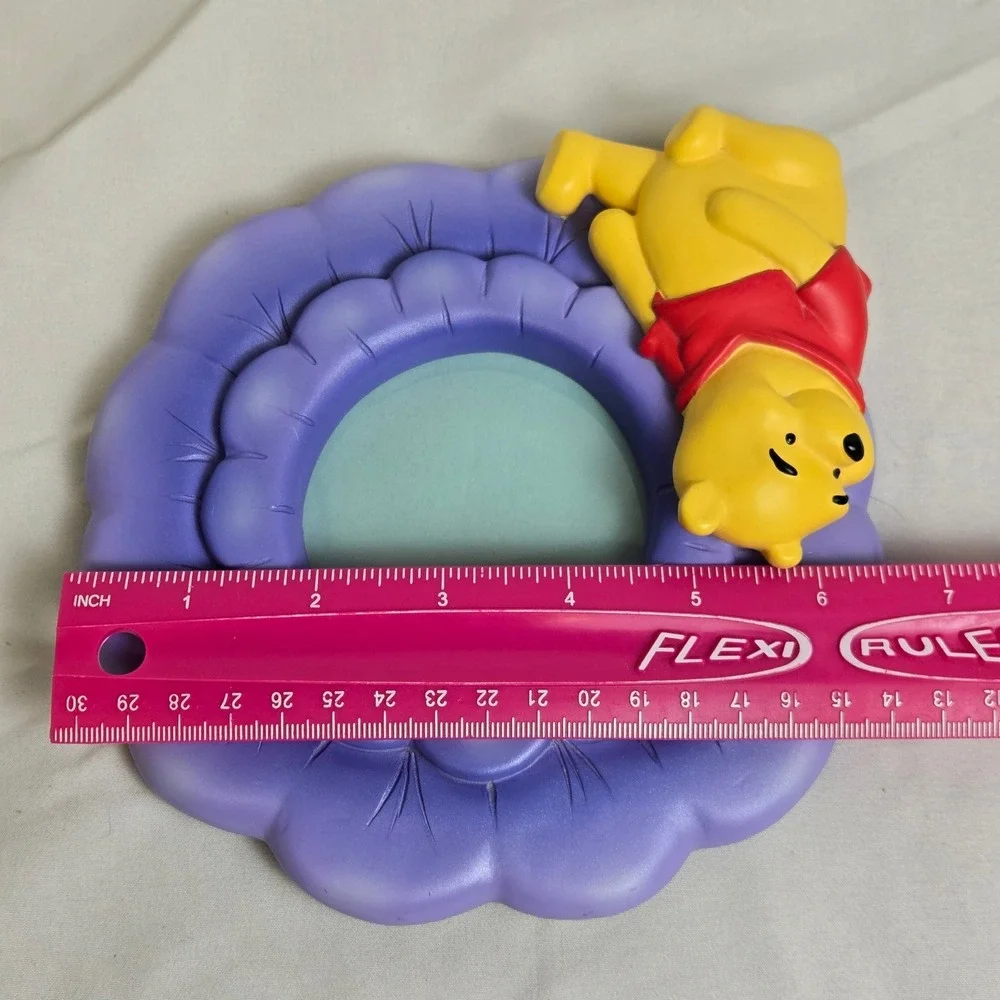 Disney Store Winnie The Pooh 3D Picture Frame Purple Flower Shape Vintage 6.5